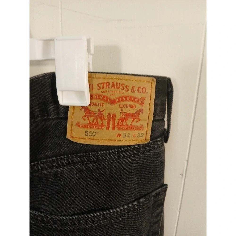 LEVI'S BLACK RED TAB 550 RLAXED FIT 34x32 Fits (34×30 100% COTTON MENS JEANS!!
